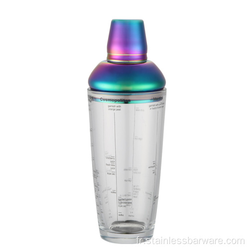 Shaker en acier inoxydable avec verre d'impression de menu de 700 ml